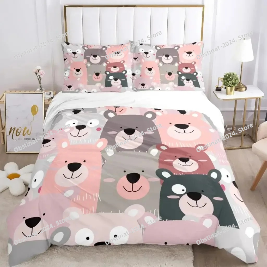 Linen Duvet Cover - Cartoon Animals Bedding Sets New Greek