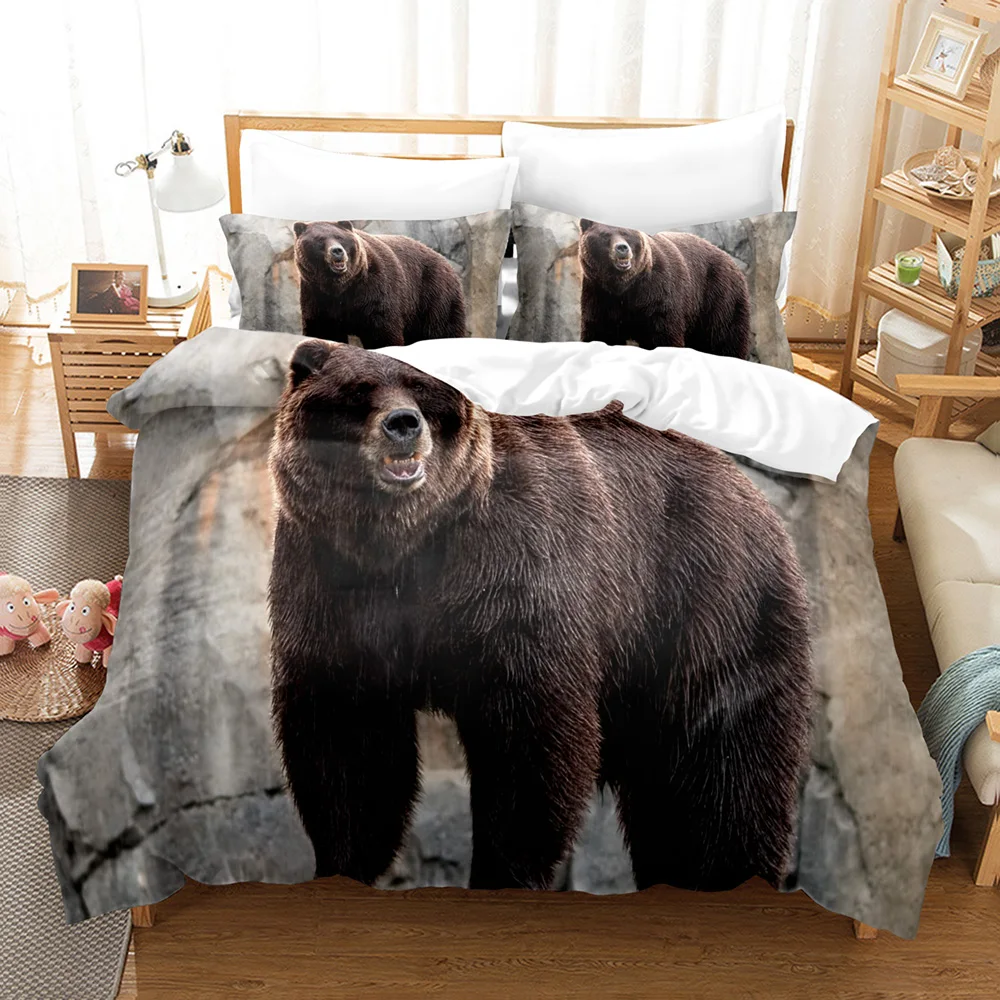 Linen Duvet Cover - Print Duvetcover 2pcs Pillowcase Bear Bedroom