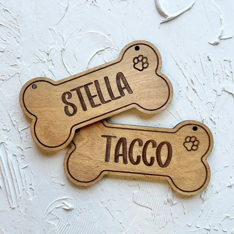 5PCS Custom Wooden Dog Tag - P - огляд і ціна Personalized Engraved Gift
