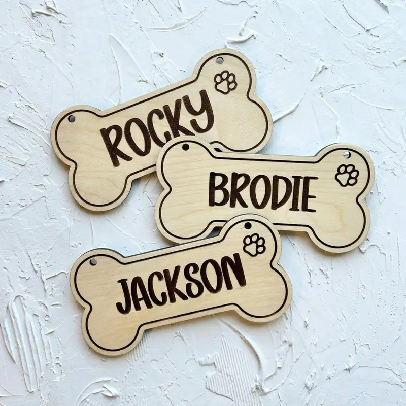 5PCS Custom Wooden Dog Tag - P - огляд і ціна Personalized Engraved Gift